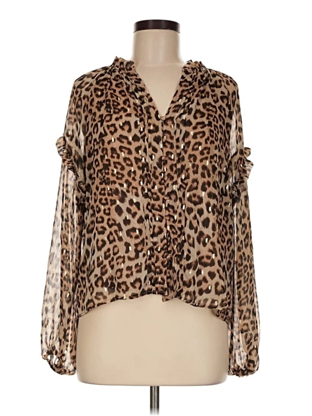 💫 HAVER + BLAIR LONDON Leopard Print Button-Front Blouse - Size Large